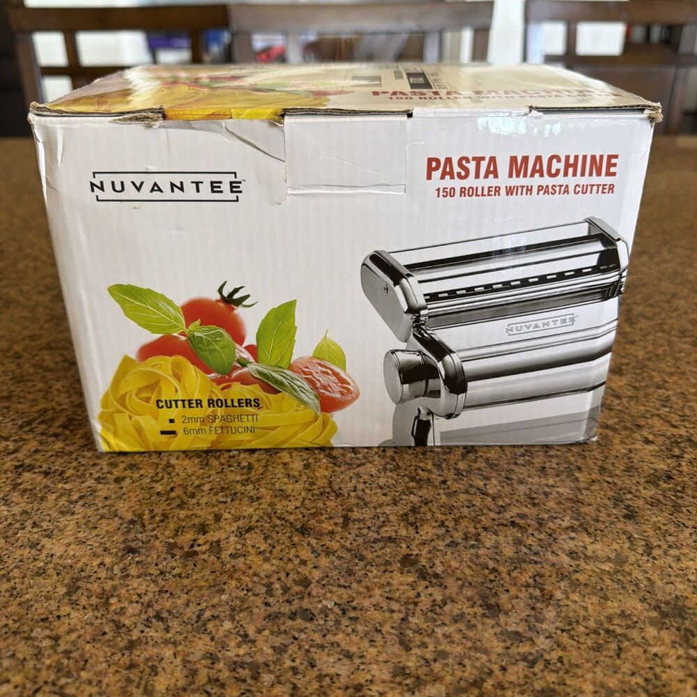 Nuvantee Manual Pasta Maker Machine 150 Roller Cutter Spaghetti Fettuccine